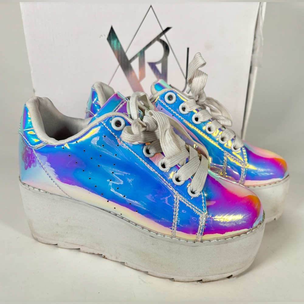 YRU Lala Atlantis | Multicolor Iridescent | Platform Festival Sneakers Size 6
